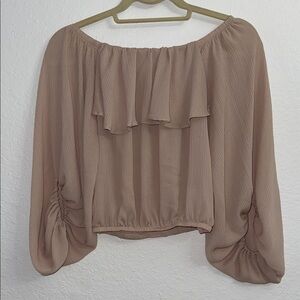 Tyche Tan Off-Shoulder Blouse